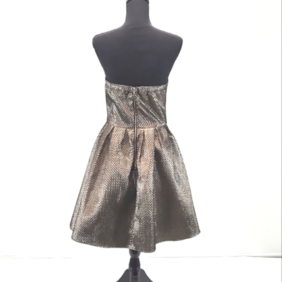 Charlotte Russe party dress metallic gold color strapless Size: M - Picture 2 of 6